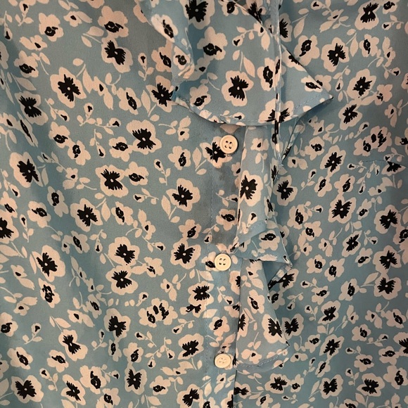 Topshop Floral Ruffle Tea Blouse Top - Picture 3 of 4